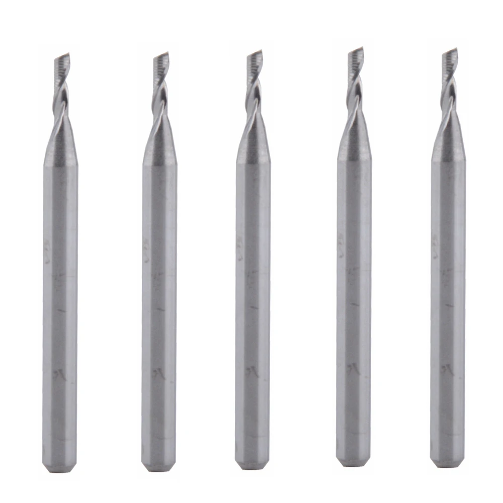 5Pcs 3.175x1.5x5mm Single Flute Milling cutters for Aluminum CNC Tools