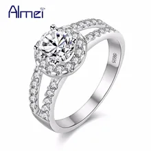 Almei Bague Роковой anillos Свадебные серебристый цвет кольца для женщина украшения Радуга камень циркон кольцо для любителей подарки женские Обручальные Кольцо женское бижутерия J510
