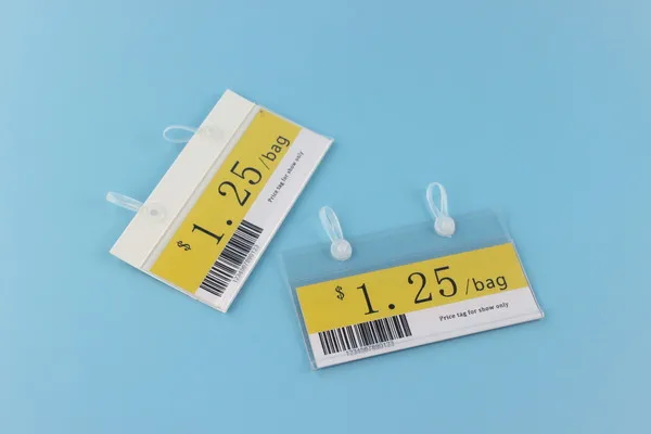 

80x55mm PVC Plastic Price Tag Card Label Display Holders POP Clips Hanging Buckles Hook Snap Mesh Rack Basket Shelf Price Talker