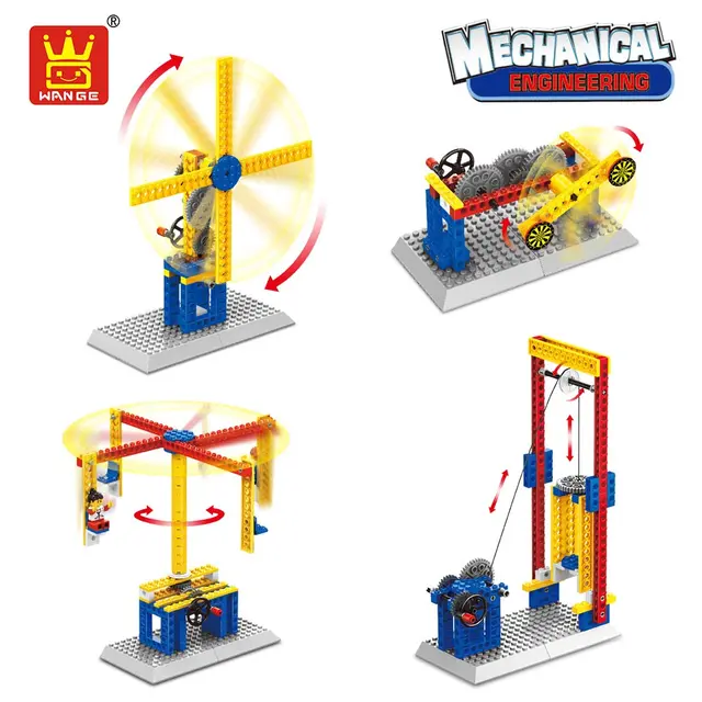 wange 3in1 mechanical engineering education toys for children boys gift building blocks gears bricks kids lift