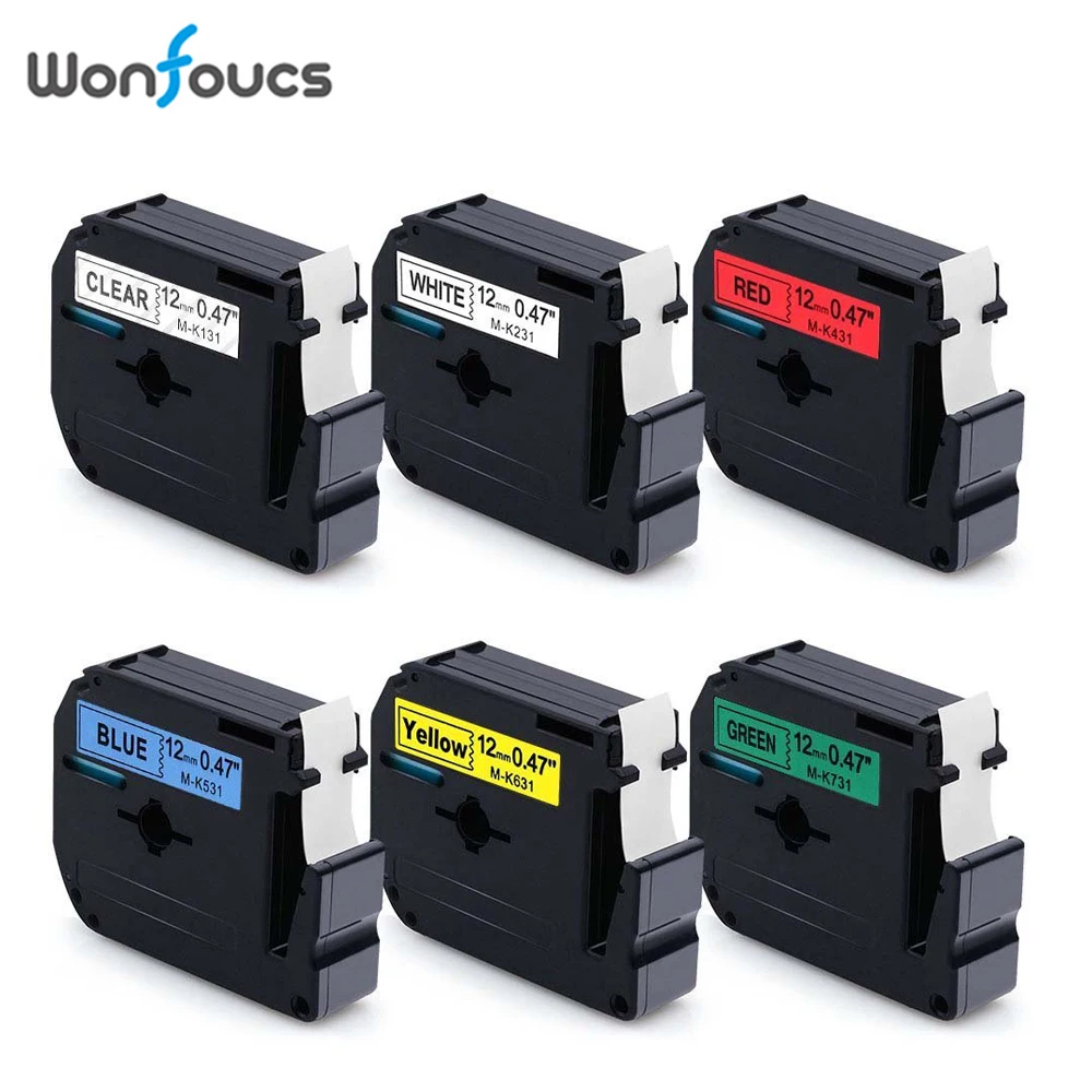 Koop 6 kleuren 12mm Compatibel Brother M Tapes MK231 M K231 MK 231 M K131 Etikettering Cartridge Voor Bruder P Touch Printer schrijfmachine