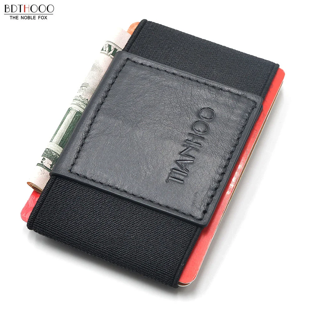 Men Minimalist Slim Wallet Elastic Mini Wallets Leather Business Card