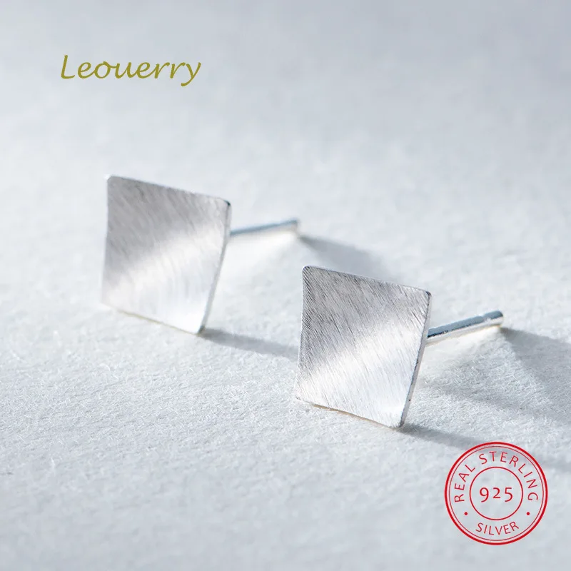 

Leouerry 925 Sterling Silver Irregular Frosted Square Stud Earrings for Women Korean Style Cute Earring Jewelry Accessories