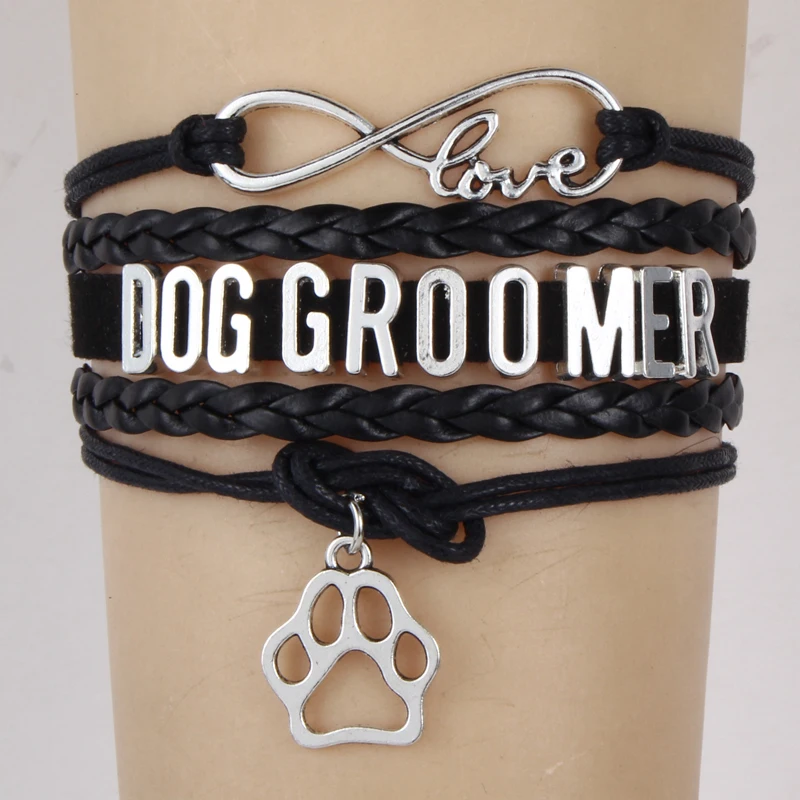 Прямая поставка браслеты Infinity Love Dog Groomer подвеска собачья лапа обертка веревка
