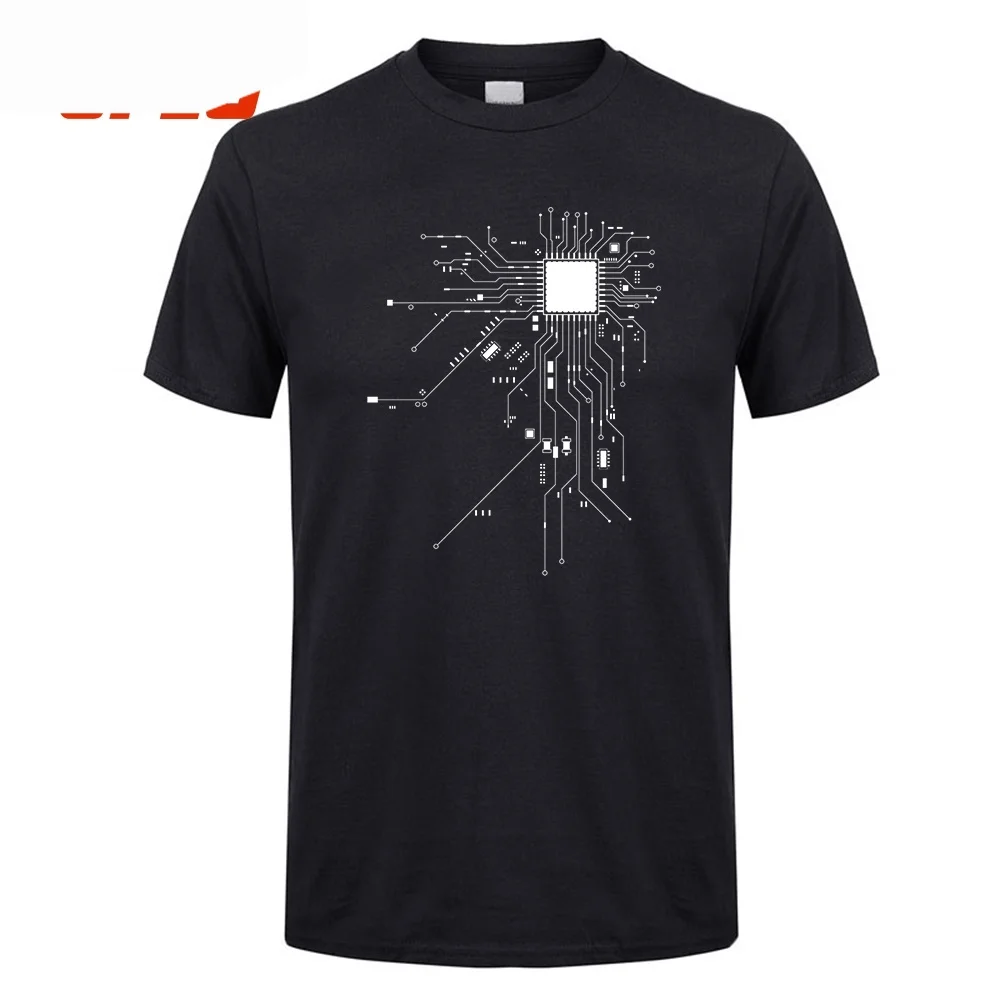 Black T Shirt Men Computer CPU Core Heart GEEK Nerd Freak