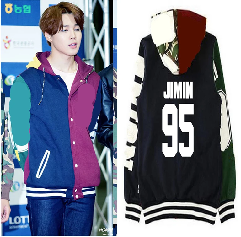 Kpop BTS JIMIN бейсбольная форма хлопковая толстовка пальто с капюшоном BTS Bangtan мальчики JIMIN толстовки мужские, толстовки женские k-pop мужские топы