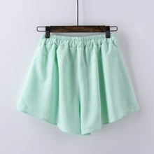 2016 New Spring Summer Shorts Women Cotton Hemp Grid Harem Pants Plus Size Waist Shorts Casual Beach mini Short Pants For Womens