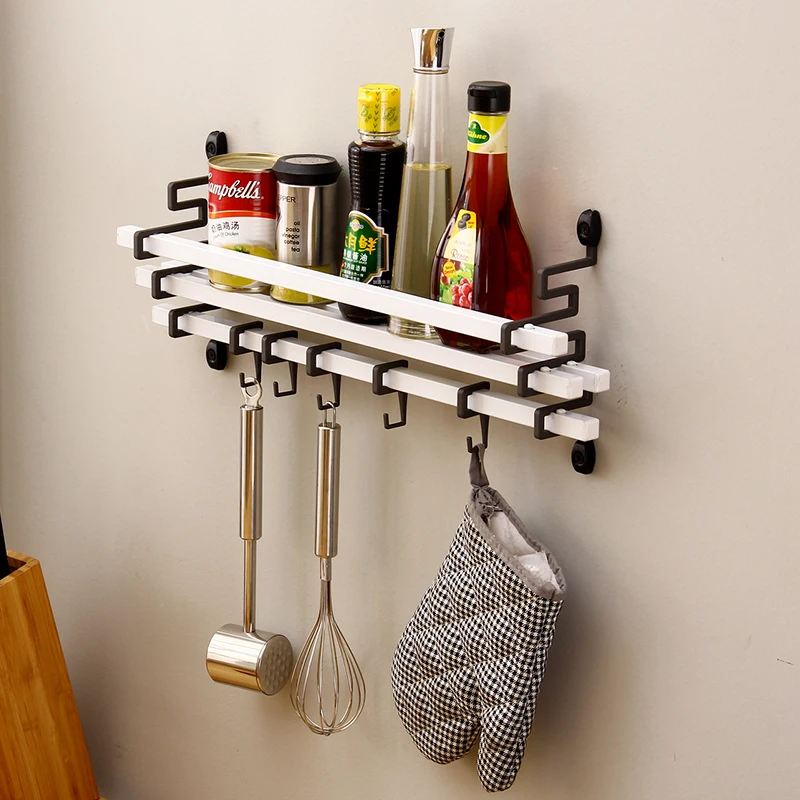  White wall hanging seasoning rack with hook hanging pendant kitchen kitchen shelf rack LU5181 - 32918525867