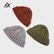 Шапка с черепом, акриловая мягкая шапка в рубчик, женские короткие шапки с манжетами, осенняя зимняя шапка, вязаные шапки в стиле хип-хоп