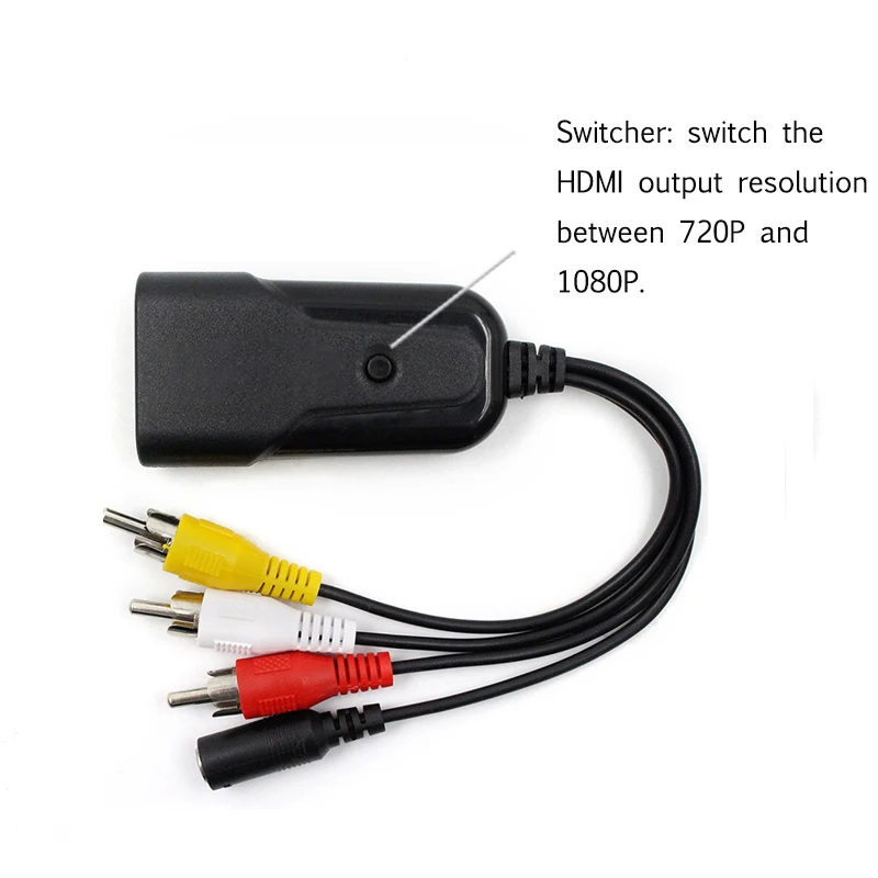 10 шт. AV2HDMI 1080P 3RCA к HDMI адаптер AV ln выход видео аудио Adpter кабель для xbox PS4 ТВ ПК с DC