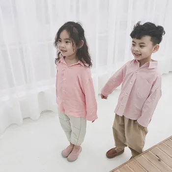 

Children Clothing Toddler Girls White Blouse Children's Turn-down Collar Shirt Baby Boys and Girls Fashion Loose Tee Shirt Tops