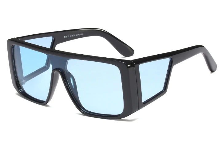 Негабаритные очки, зеркальные солнцезащитные очки для мужчин и женщин, модные Оттенки UV400, винтажные очки 45709 - Цвет линз: C3 blue