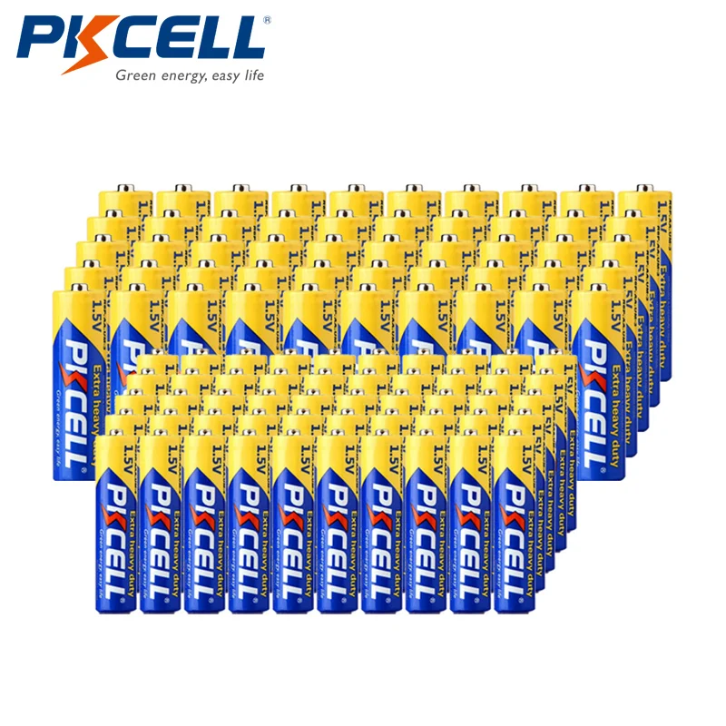 

(100 piece combo pack) 1.5V Extra Heavy Duty -50 AA R6P+ 50 AAA R03P Carbon-Zinc Primary Batteries