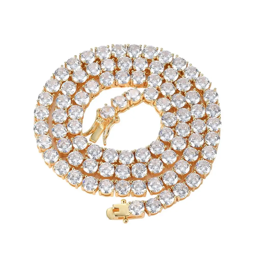 Lateefah 2,5 мм-10 мм Iced Out Bling AAA Zirkoon 1 Rij теннисная цепочка Ketting Mannen хип хоп sieraden God Zilver Прямая