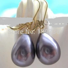 Ry00364 Природный 12x17 мм синий Капельное Shell Серьги Перлы 14KGP