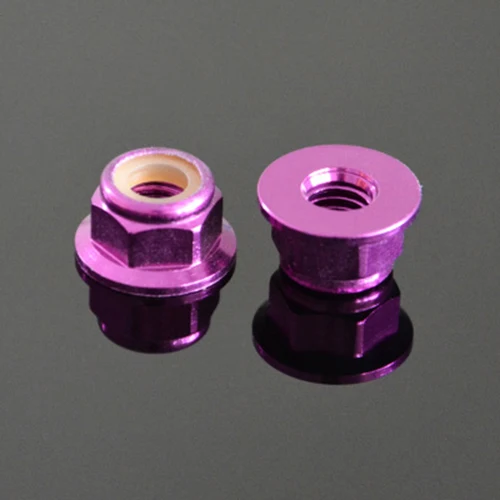 M2 M3 M4 M5 M6 6061 Aluminum alloy nut nylon self locking flange nuts screw cap "Purple" color