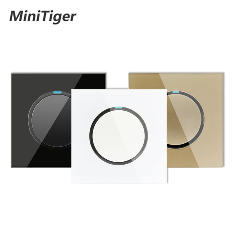 Minitiger 2019 New Arrival 1 Gang 1 Way Random Click On / Off Wall Light Switch With LED Indicator Crystal Glass Panel