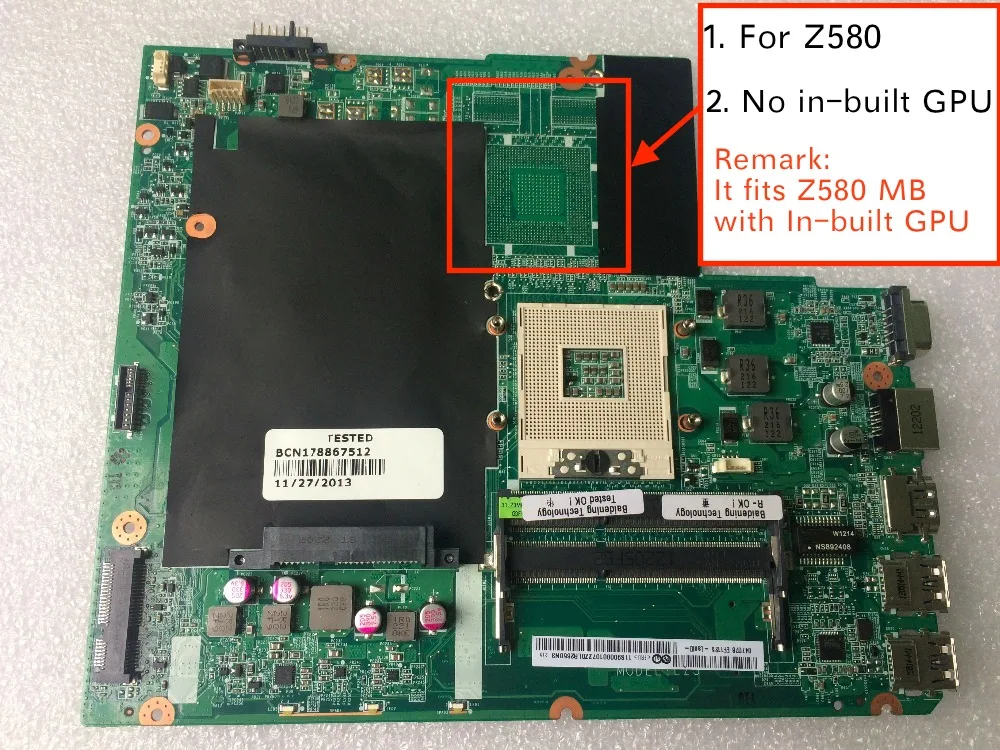 

Free shipping New For Lenovo Z580 31LZ3MB00R0 DA0LZ3MB6G0 Notebook motherboard