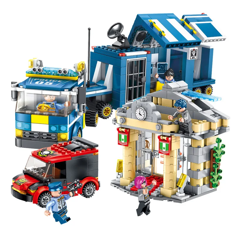 

FC3319 845pcs City Police Policemen Team Car Truck Tracking Thieves Building Blocks