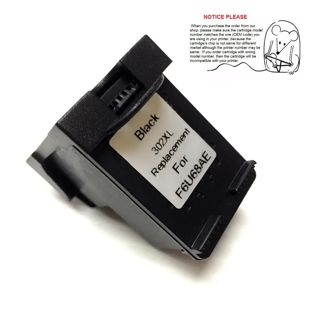 YOTAT 1pcs BK Remanufactured ink cartridge for HP302XL HP302 XL HP 302 XL Envy 4520 Deskjet 3630