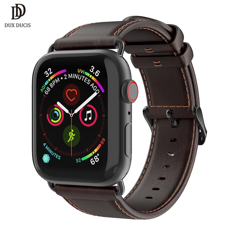 DUX DUCIS ремешок из натуральной кожи для Apple Watch Series 4 3 2 1 настоящий кожаный ремень пряжка для Apple Watch 4 44 40 42 38 мм