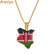 Anniyo карта кенийского флага эмаль кулон ожерелья ювелирные изделия золотой цвет африканская страна ювелирные изделия с дизайном «карта» кенианцы карта подарок#167106