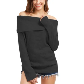 

Fashion Women Sweater Sexy Long Sleeve Off Shoulder Tops Winter Warm Slim Knit Sweater Female Solid Color Pullover New