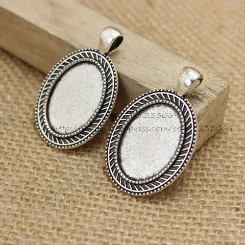 

15 pcs/lot Antique Silver color Alloy Cameo 27*42mm(Fit 18*25mm dia) Oval Pendant Blanks Setting Cabochon Pendant Settings T0253