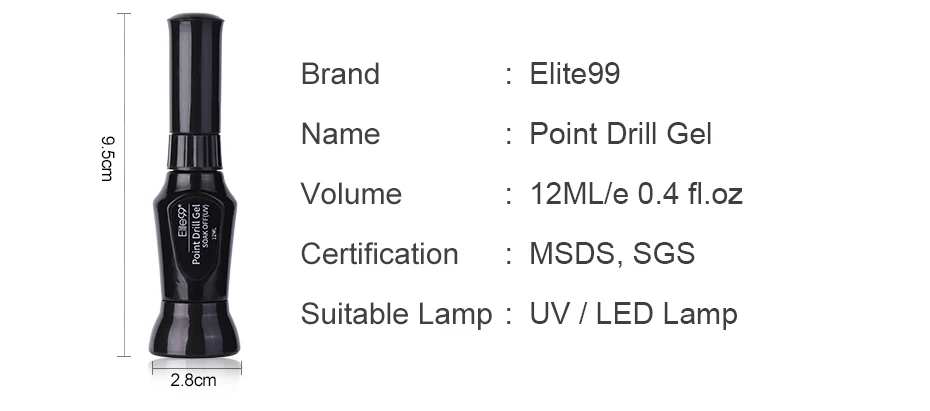 Elite99, 12 мл, УФ-Акриловые стразы, клей для ногтей, для накладных ногтей, точечный гель-дрель, украшение иглы, клей, инструмент для ногтей