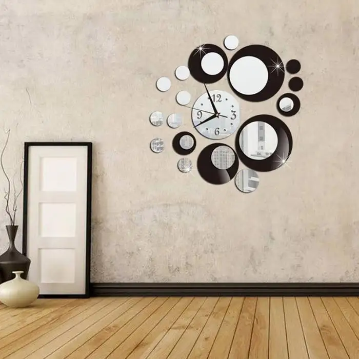 Новые кварцевые круглые зеркальные настенные часы Европейский дизайн большие декоративные часы 3d акриловые домашний декор для гостиной