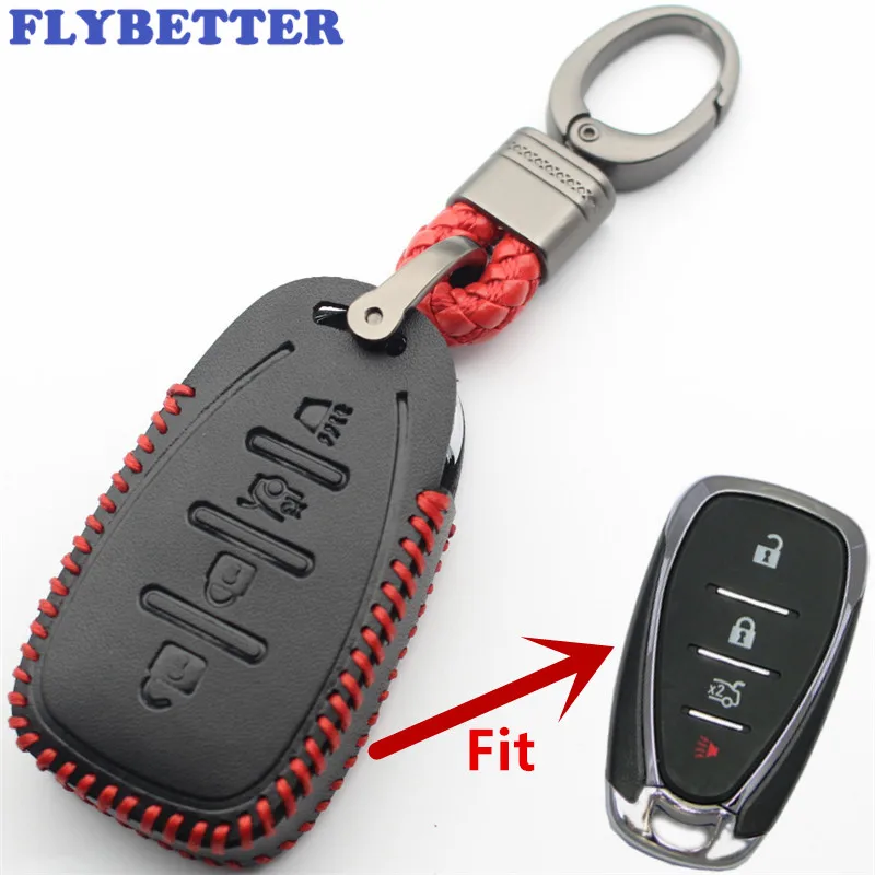 Чехол FLYBETTER из натуральной кожи для Chevrolet Cruze/Malibu XL/Spark/Cmaro L478|Футляр автомобильного ключа| |