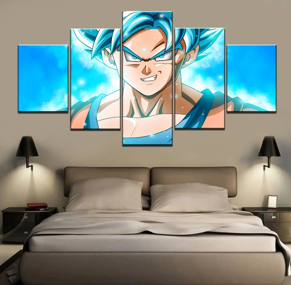 

5 Pieces Canvas Art Anime Poster Artwork Goku Dragon Ball Super Painting On Canvas Room Decoration Wall Art For Living Room