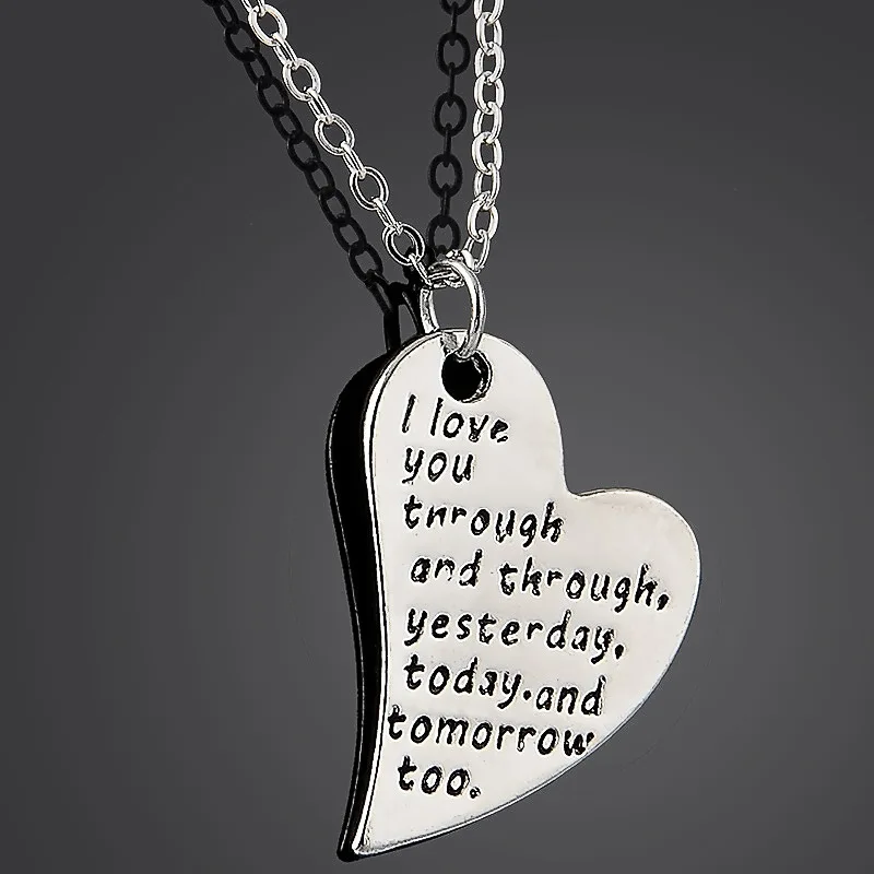 Friendship Heart Love Cat Family Couple Lovers Pendant Necklace Jewelry Gift Hot