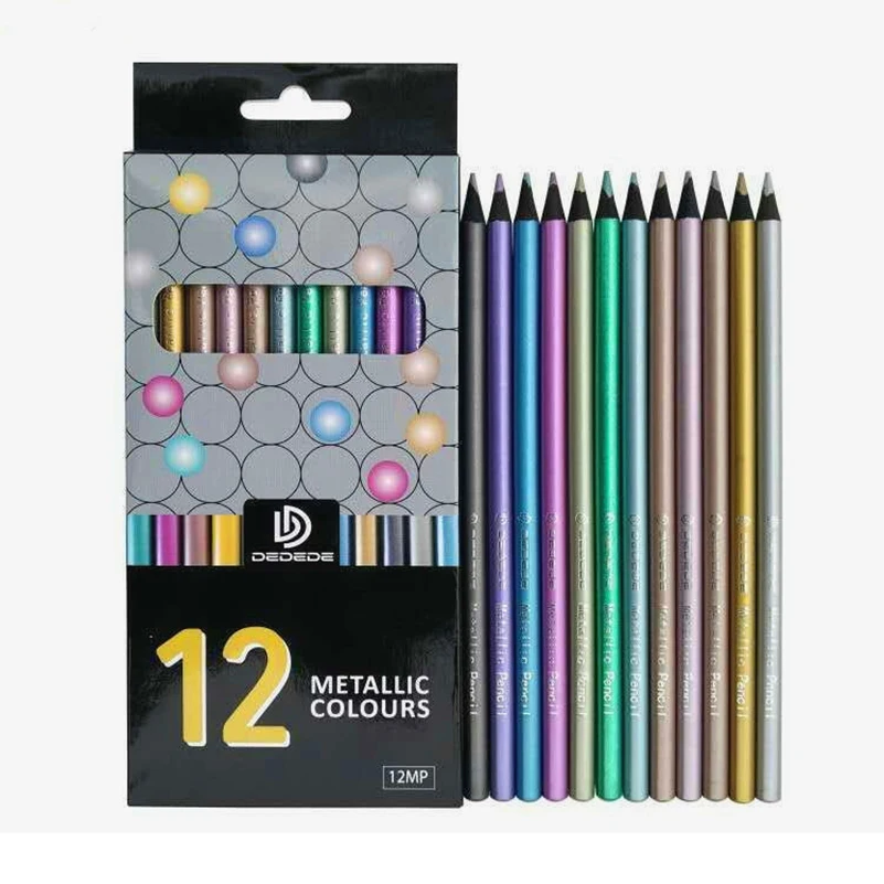 

12 Pack For Metallic Pencil Set - 0.3 MM Decor Paint Pencil Colored for DIY Photo Ablum, Card Making,Scrapbooking,Coloring Book