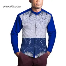 Мужская рубашка с длинными рукавами Африканский Базен Riche топы Мужские Формальные повседневные платья с принтом рубашка пальто с рукавом-стойкой wyn563