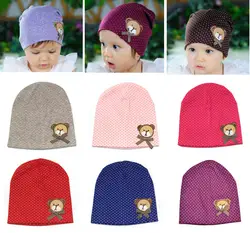 Для маленьких девочек Для мальчиков ясельного возраста горошек медведь капот теплую шапку Мода младенческой Дети Кепки Bebe шапочка