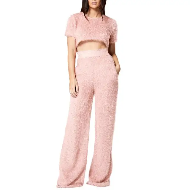 Best Offers Autumn And Winter Women's New Korean Wide-leg Pants Knit Suit Fashionable Temperament Two-piece Suit Best Offers Autumn And Winter Women's New Korean Wide-leg Pants Knit Suit Fashionable Temperament Two-piece Suit