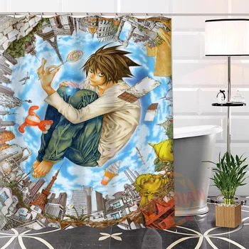 

100% Polyester Custom Popular Death Note Fabric Modern Shower Curtain bathroom With Hooks New arrival H0223-46