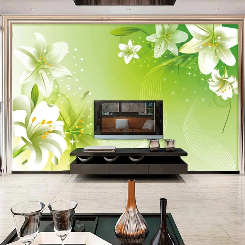 

beibehang Custom wallpaper 3d photo mural romantic dream magnolia TV background wall fresh lily living room bedroom 3d wallpaper