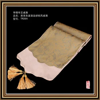 

Linen qualities wave edge fight sunflower Oufeng classical Chinese style linen table runner