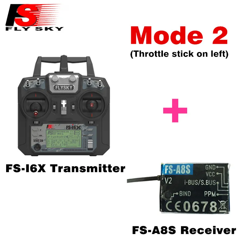 Flysky FS-i6X 10CH 2,4 ГГц AFHDS 2A передатчика радиоуправляемой модели к компьютеру с FS-iA6B FS-iA10B FS-X6B FS-A8S приемник для RC Самолет режим 2 1 - Цвет: I6X with A8S L