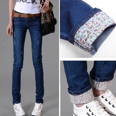 Новые популярные джинсы с эластичной талией женские узкие брюки с высокой талией повседневные брюки с цветочным рисунком