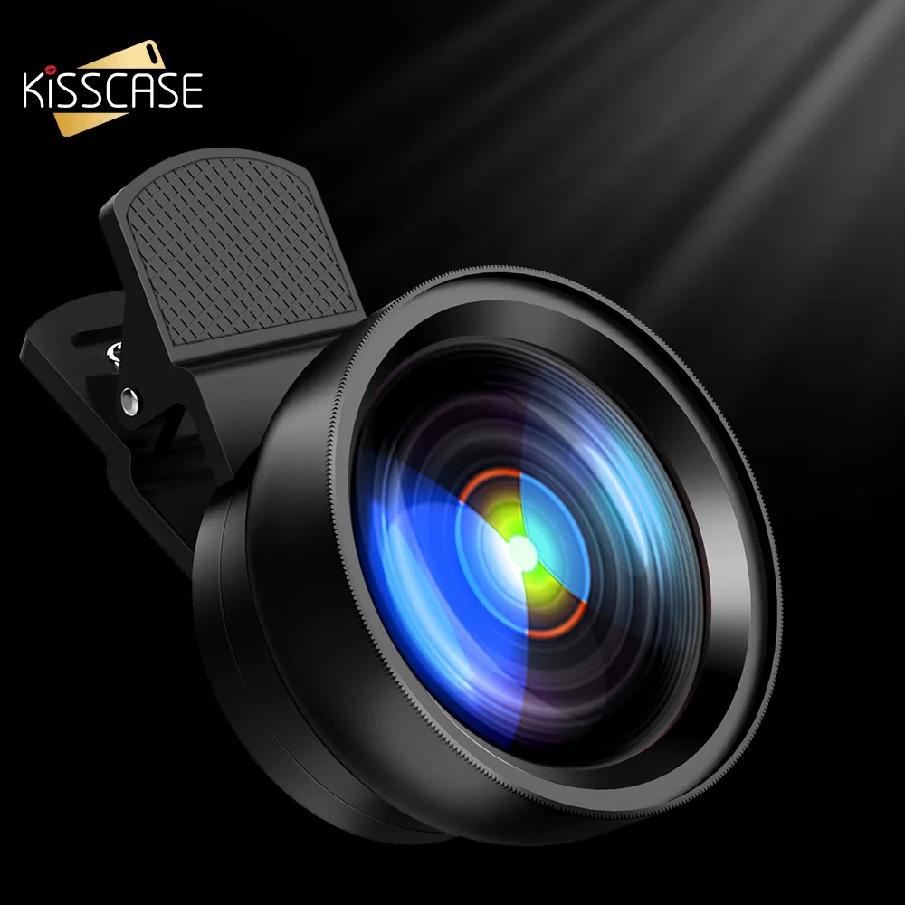 KISSCASE العالمي 2 في 1 الهاتف المحمول العدسات ل فون هواوي عدسة عين السمكة كاميرا الهاتف الذكي العدسات التصوير عين السمكة عدسة