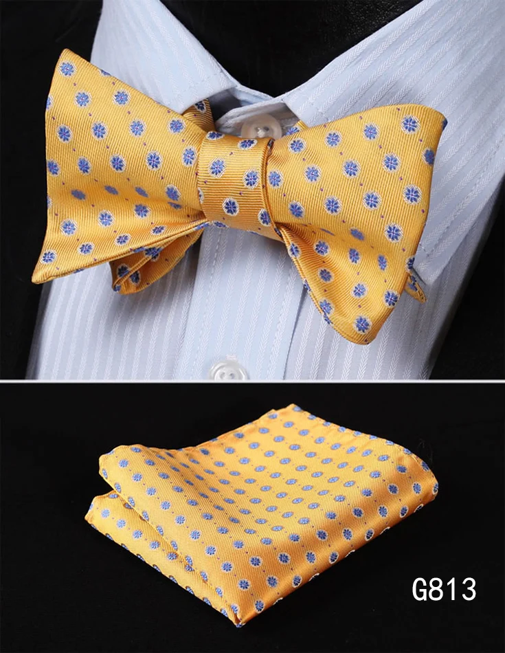 Мужские модные дизайнерские Тканые Вечерние, свадебные, деловые, с галстуком-бабочкой, в клетку, с узором пейсли, галстук-бабочка, носовой платок, набор# G8 - Цвет: G813
