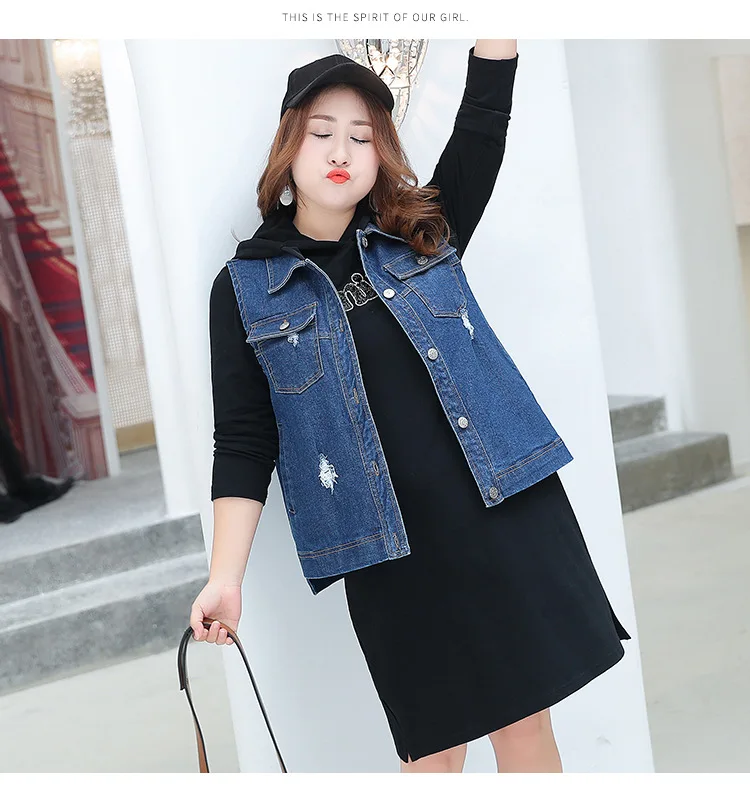 

Spring Denim Vest Plus Size 4XL Women Casual Colete Coat Vintage Cardigan Ladies Sleeveless Jean Jacket Cowboy Waistcoat