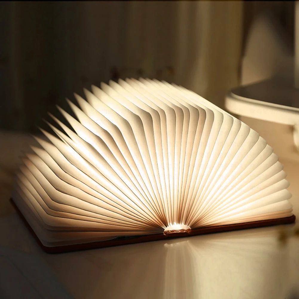 LEDGLE USB деревянная настольная лампа в виде книги перезаряжаемый книжный светильник светодиодный лампы складной ночной Светильник креативный ночной Светильник для декора Настольный светильник s