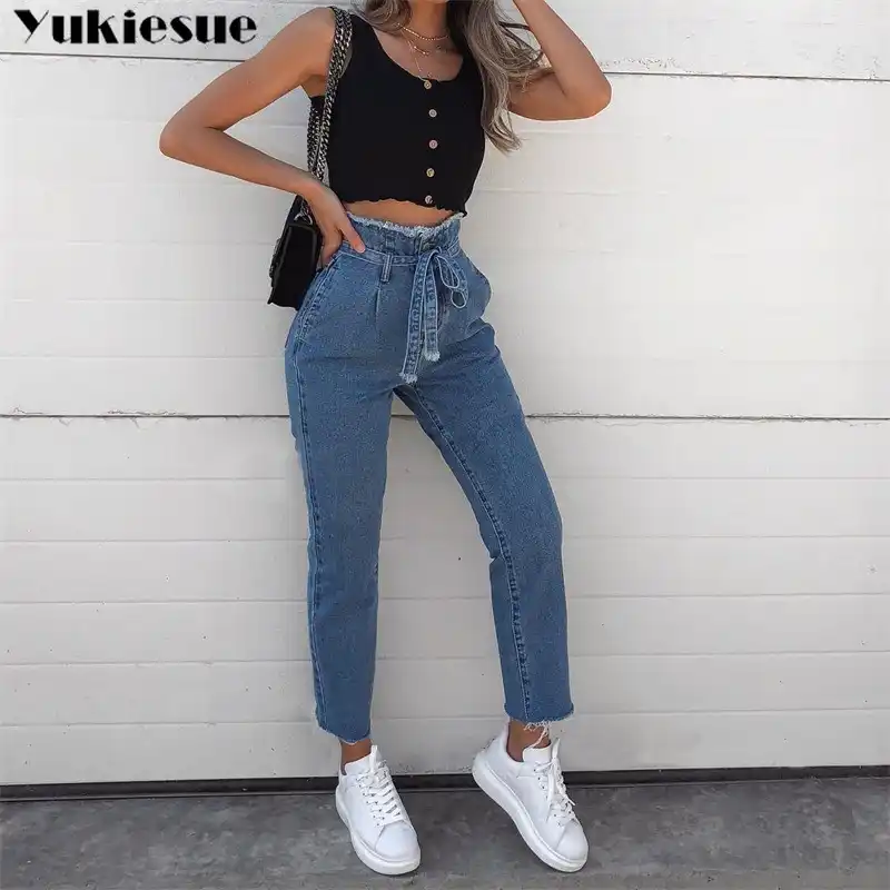 calça jeans cintura alta folgada