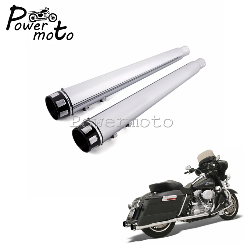 2 шт. хромированный глушитель выхлопной трубы для мотоцикла Harley Touring Road King Street Glide