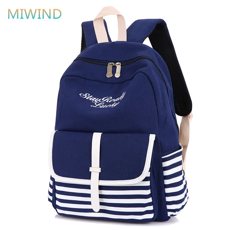 Miwind mujeres mochilas para adolescentes Niñas femenino mochila de lona a rayas mochila impresión mochila escuela Niñas mochila rr262 Miwind mujeres mochilas para adolescentes Niñas femenino mochila de lona a rayas mochila impresión mochila escuela Niñas mochila rr262