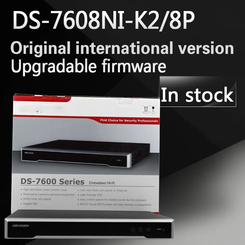In stock Free shipping English version DS 7608NI K2 8P 8CH 4K NVR 2SATA with 8POE